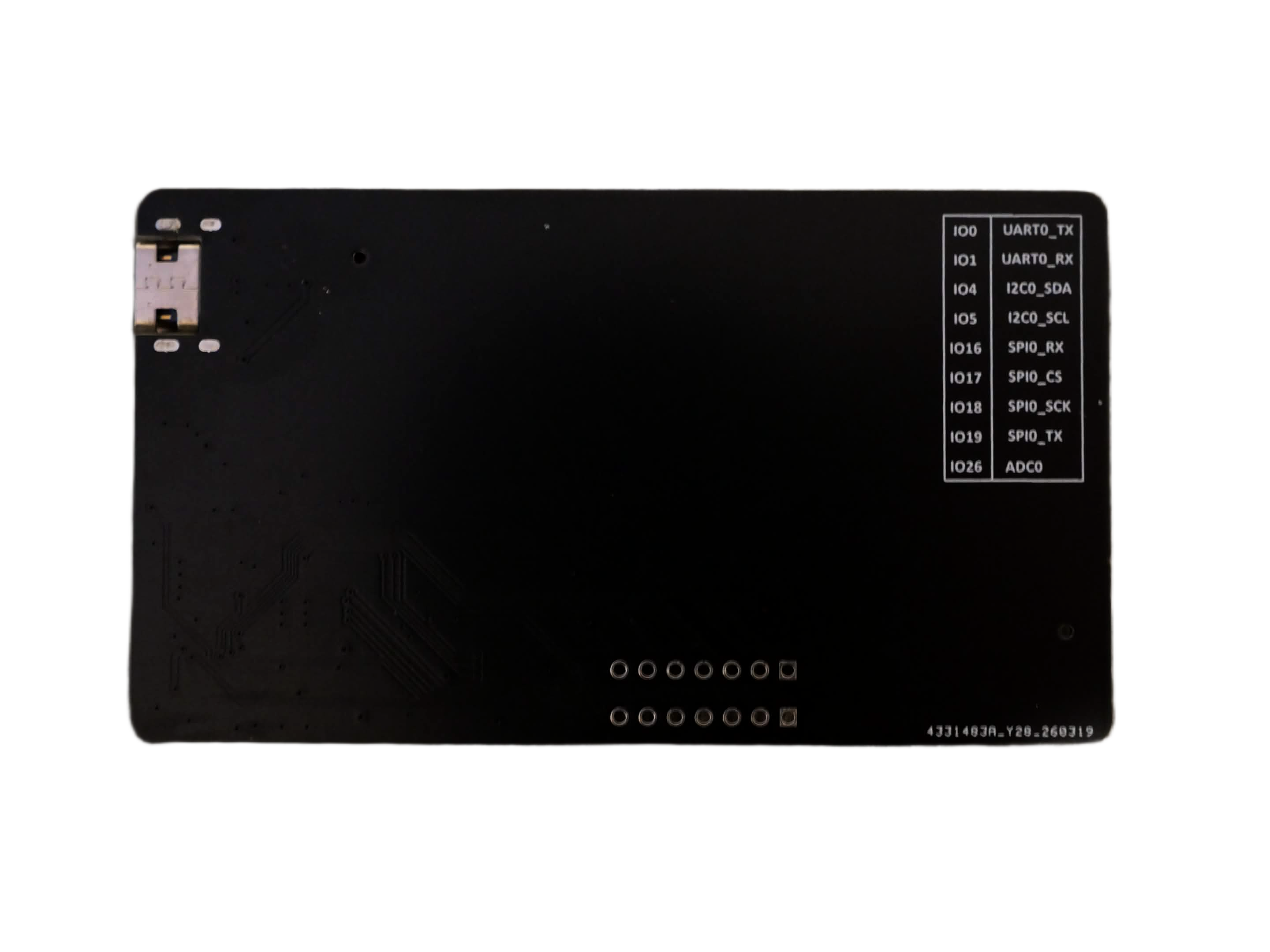 Back side of the populated RP2040 PCB business card
